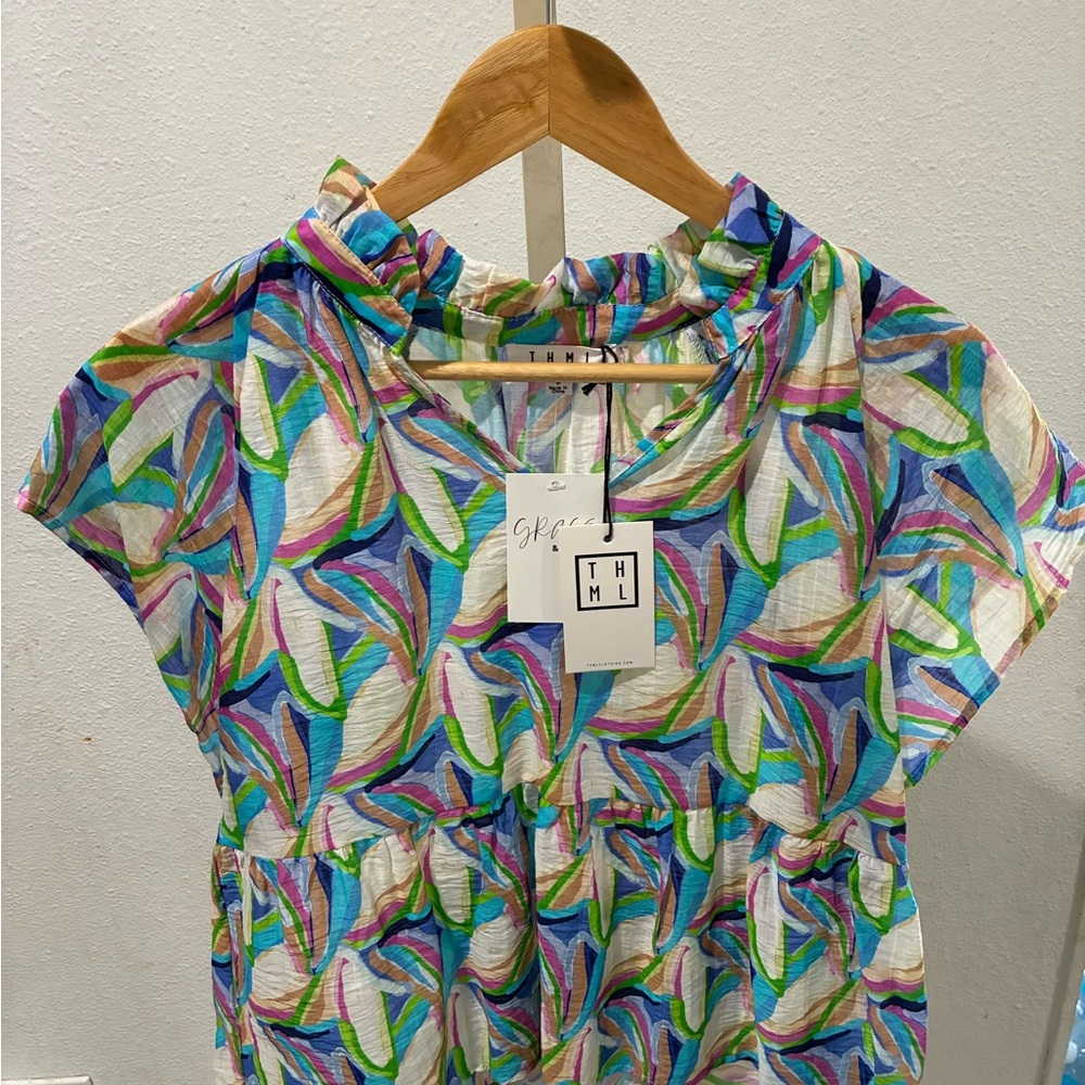THML Multicolor Leaf Pattern Top